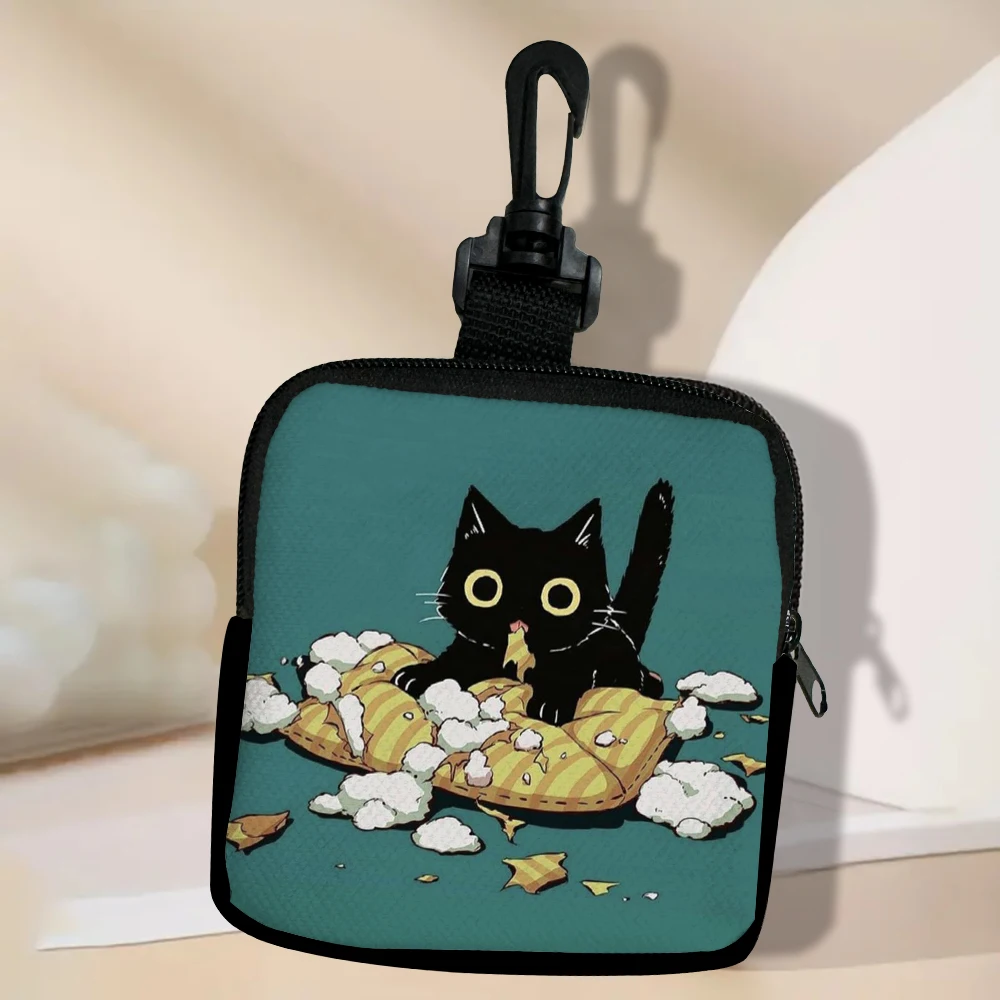 Color: PURPLE - Cat Mini Coin Purse Simple Zipper Kid Storage Pouch Coin Key Bag Women Men Wallet Mini Purse 7.2
