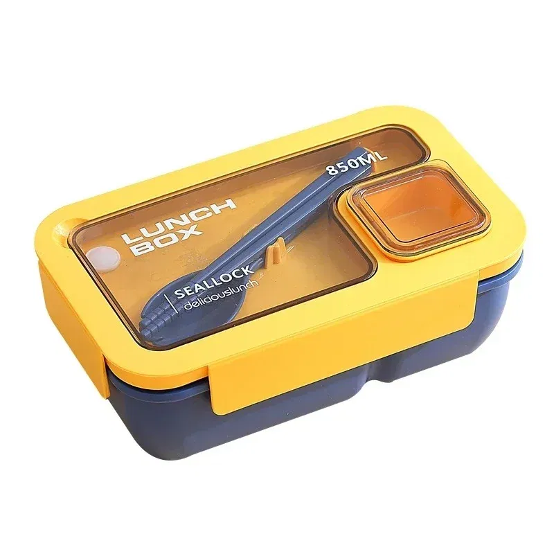 Color: Blue - Portable Lunch Box Lunch Bags for Children School Office Bento Box with Tableware Thermal Bag Complete Kit Microwavable Heating