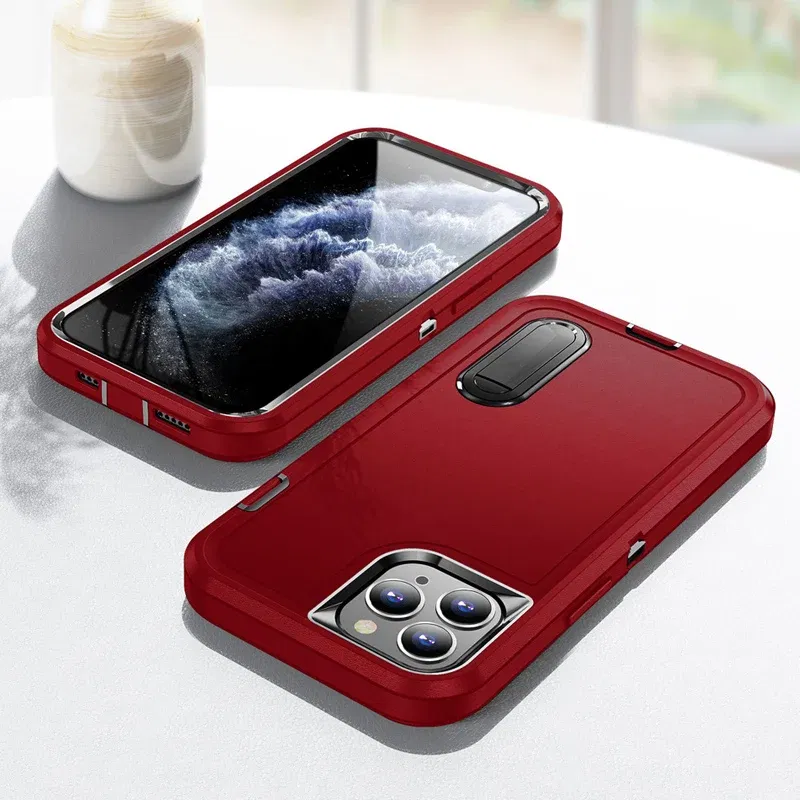Color: Dark Grey, Material: ABS - PKCASE Shockproof Case For iPhone 13 Mini 12 11 Pro Max 6 7 8 Plus Bracket Protective Cover For iPhone X XS XR SE 2020 2022