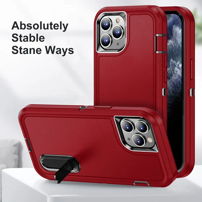 Color: Dark Grey, Material: ABS - PKCASE Shockproof Case For iPhone 13 Mini 12 11 Pro Max 6 7 8 Plus Bracket Protective Cover For iPhone X XS XR SE 2020 2022