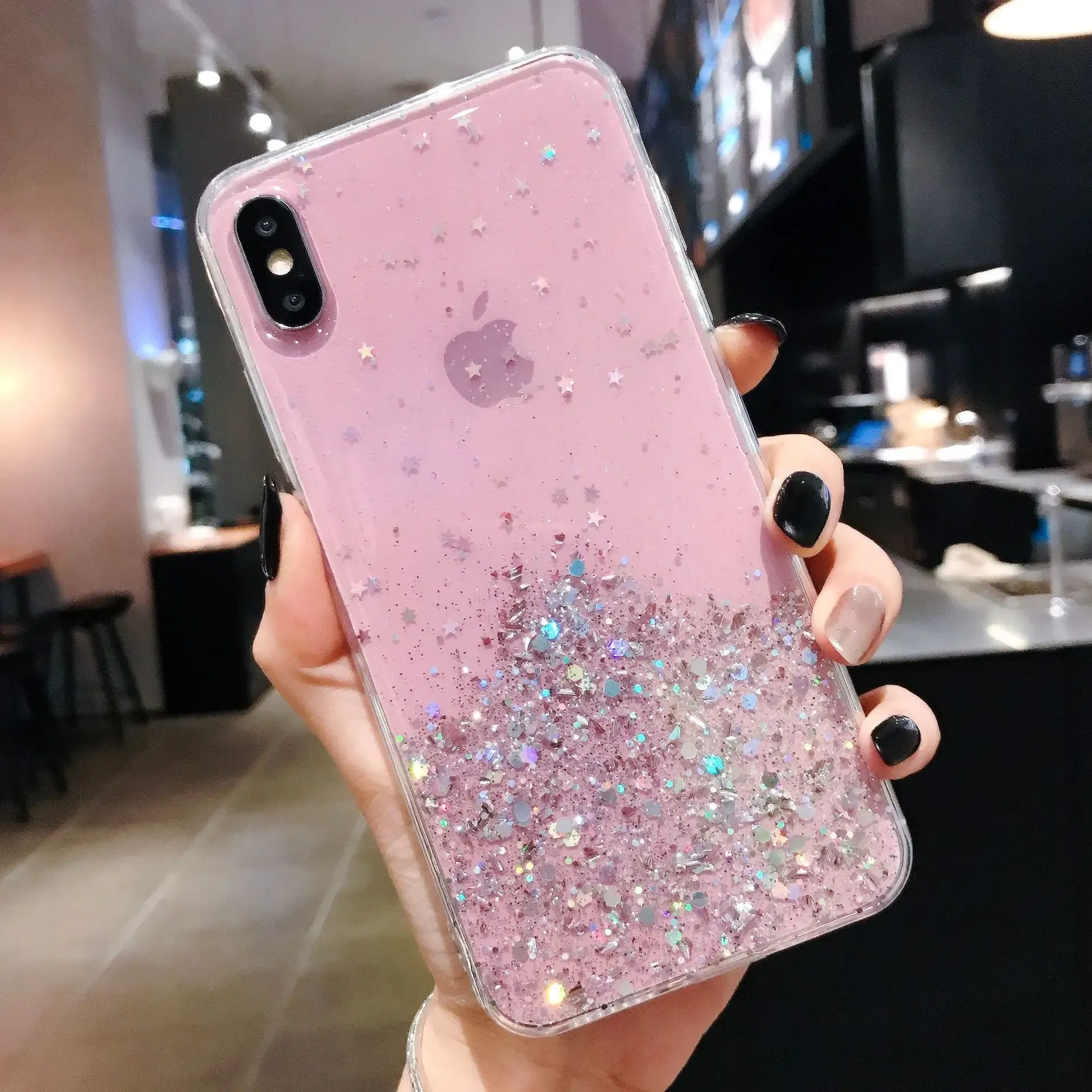 Color: Pink, Compatible-Phone Models: For iPhone 13 Pro - 16 Pro Max, Epoxy Resin Case, iPhone 15 Case with Sequins, Epoxy Case, iPhone 14 Case, Glitter Girls Designs, 13 Pro Max, 15Pro