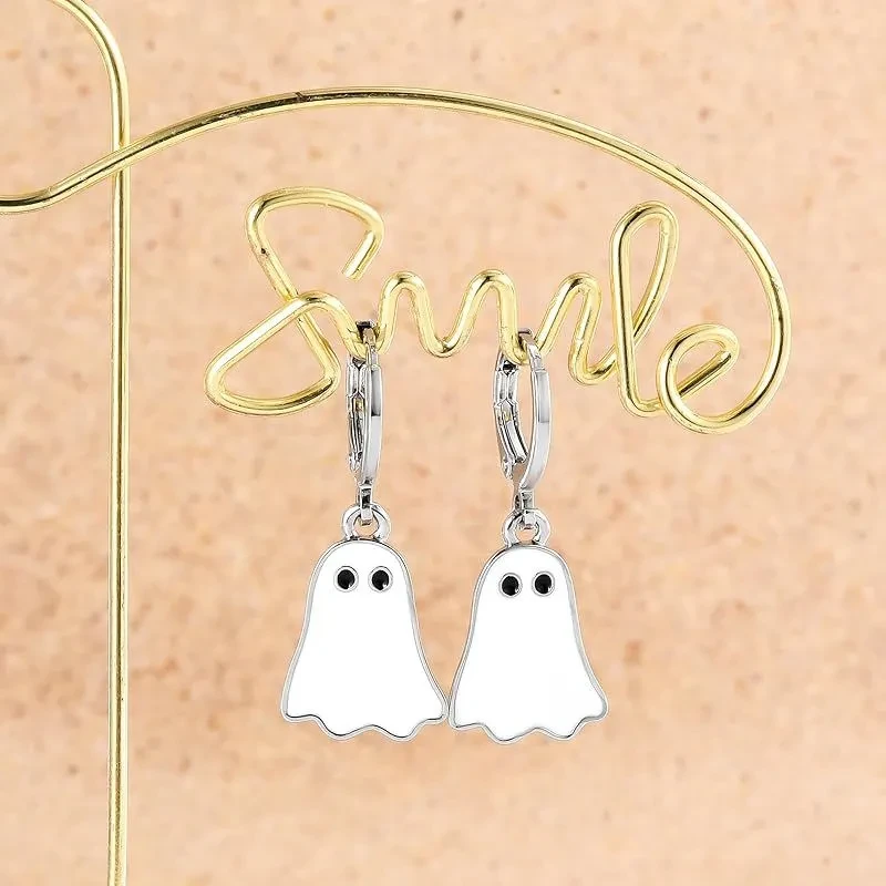 Halloween Ghost Earrings For Women Gold Ghost Huggie Hoop Earrings Halloween Jewelry Cute BOO Halloween Earrings