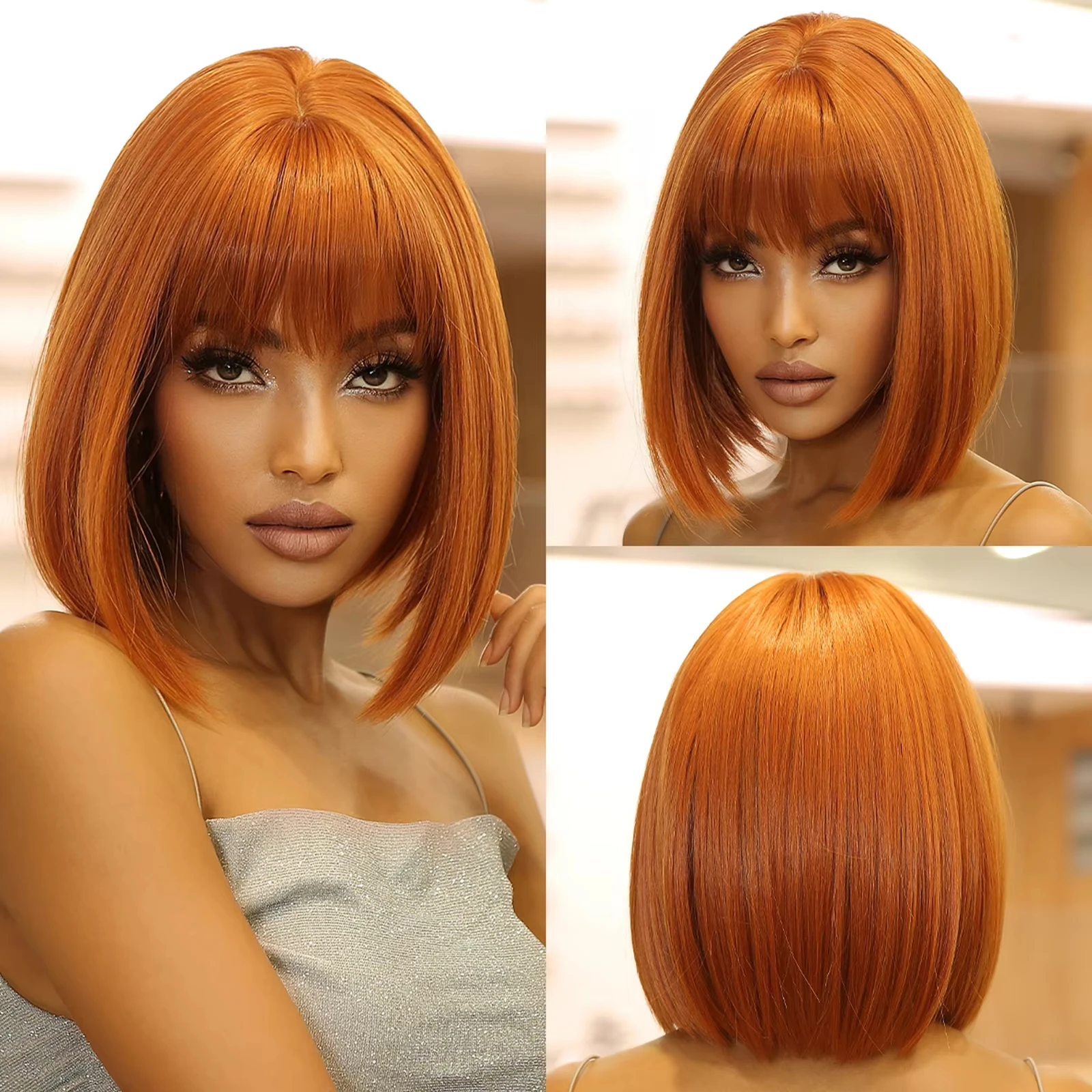 Color: #1B - Black synthetic wig with middle-parted long hair and big waves for party or daily use. High-temperature synthetic hair cap.