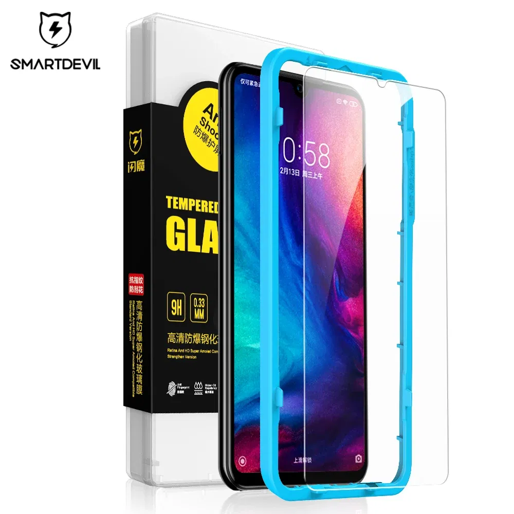 Color: Lucent, Material: pet - SmartDevil Tempered Glass For Redmi Note 9 8 Pro 7 Pro Screen Protector For Redmi 9T 10X 2.5D Curved Anti Blue Light 2 PCS