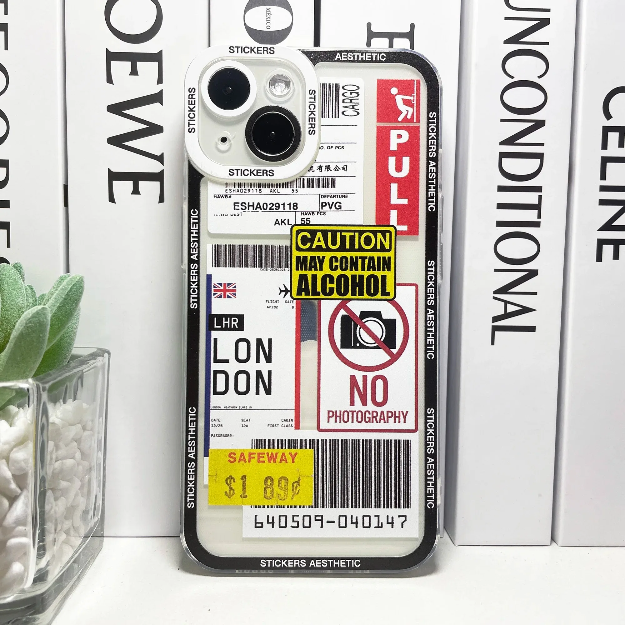Color: Gold, Material: POLYESTER - Mix Labels Collage Stickers Aesthetic Phone Case For Samsung Galaxy S10 S20 S21 S22 S23 S24 FE Plus Ultra Note 20