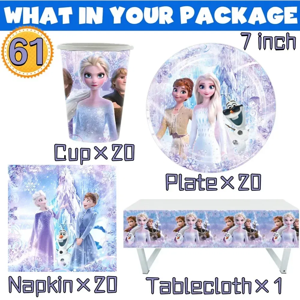 Color: DARK GRAY, Ships From: CHINA - New Frozen Elsa Anna Party Decorations Snow Queen Theme Tableware Balloon Set Baby Shower Kids Girls Birthday Party Supplies