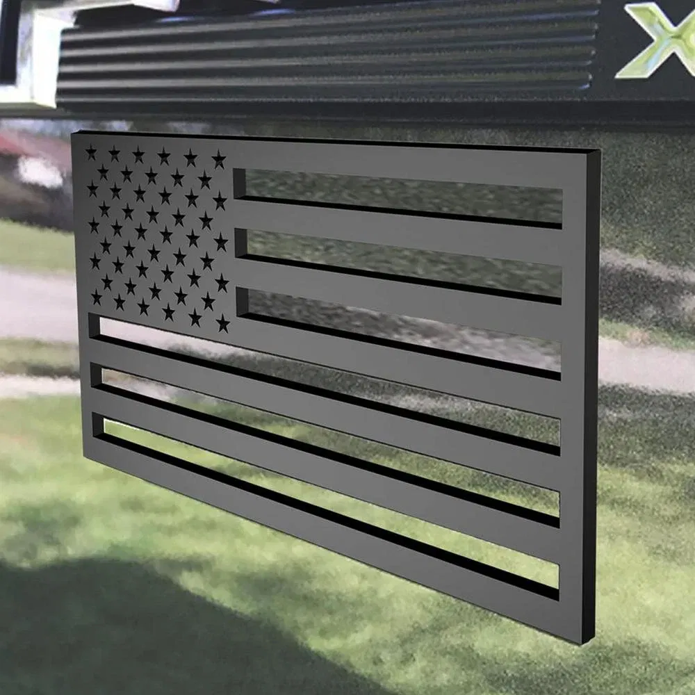 Color: Dark Grey - 2Pcs/Pair 3D American Flag Sticker Emblem Decals Cut-Out Car Military Patriotic Emblem, Bumper Stickers Decal for Car Truck SUV