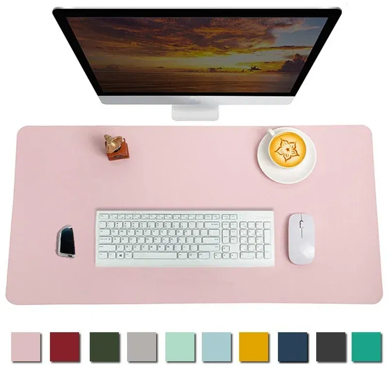 Color: Pink - Large Mouse Pad Extra Big Non-Slip Desk Pad Waterproof PU Leather Desk Table Protector Gaming Mouse Mat for Game Office Work