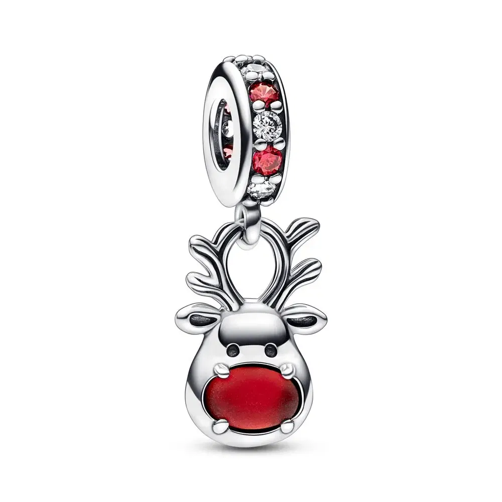 Gem Color: tan - Pure Silver 925 Christmas Charm Fit DIY Pandora Bracelet Christmas Gift