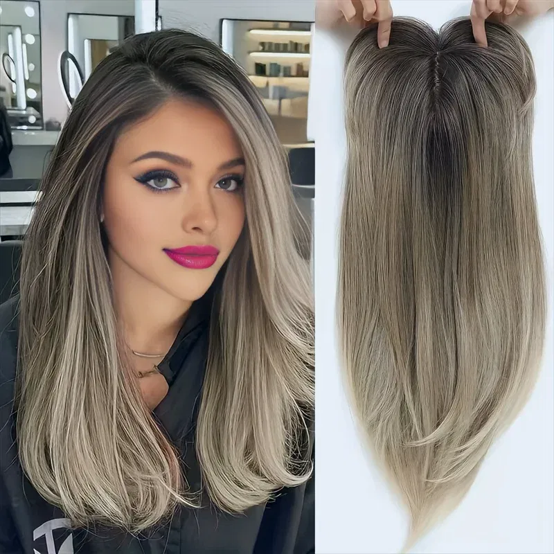 Color: #6, Stretched Length: 22inches - 22 inch top wig block hairpiece wig piece with clip ladies wig heat resistant fiber suitable for beginners daily wear