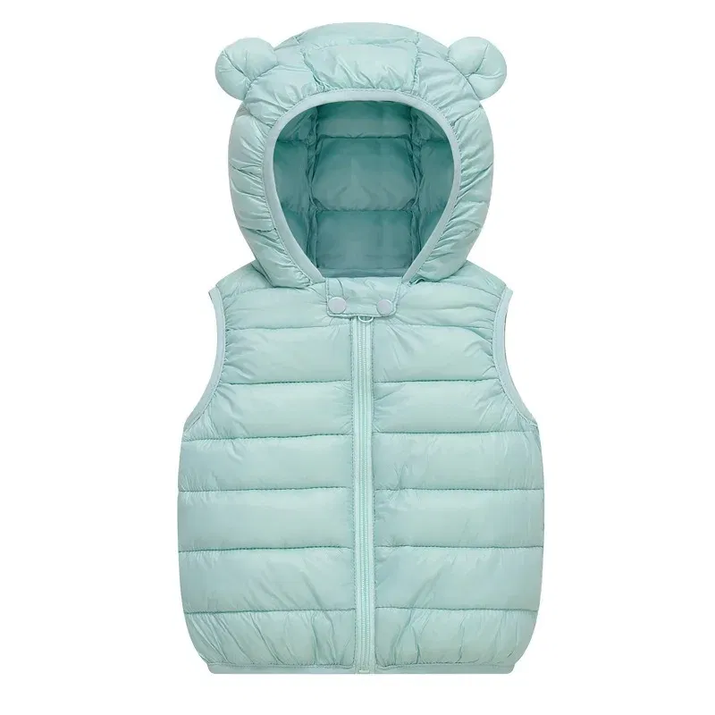 Color: black, Kid Size: 3T - Baby Boys Girl Warm Down Vest Toddler Cotton Waistcoat Children Autumn and Winter Clothes Kids Hooded Jackets 1-6 Years Old