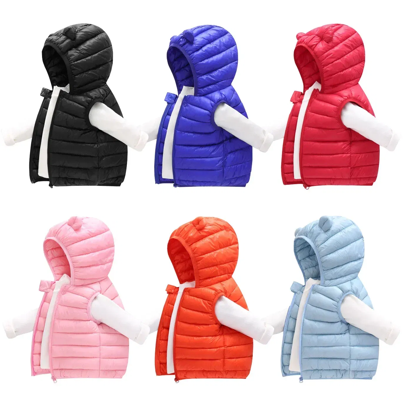 Color: black, Kid Size: 3T - Baby Boys Girl Warm Down Vest Toddler Cotton Waistcoat Children Autumn and Winter Clothes Kids Hooded Jackets 1-6 Years Old
