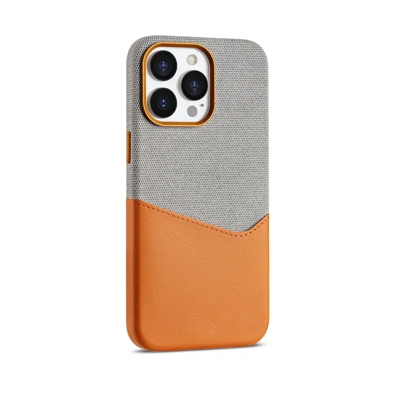 Color: black, Material: Microfiber - Card Holder MagSafe Leather Phone Case For iPhone 14 16 Pro Max 13 15 Pro 12 Pocket Wireless Charging Alloy Lens Hit Color Cover
