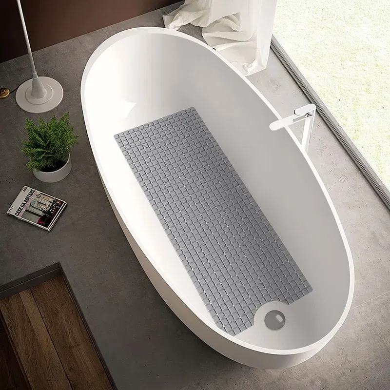 Color: Black, Ships From: CHINA, Specification: 400MMx800MM - DEXI PVC Anti-skid Bath Mats Rectangle Soft Shower Bathroom Massage Mat Suction Cup Non-slip Bathtub Carpet