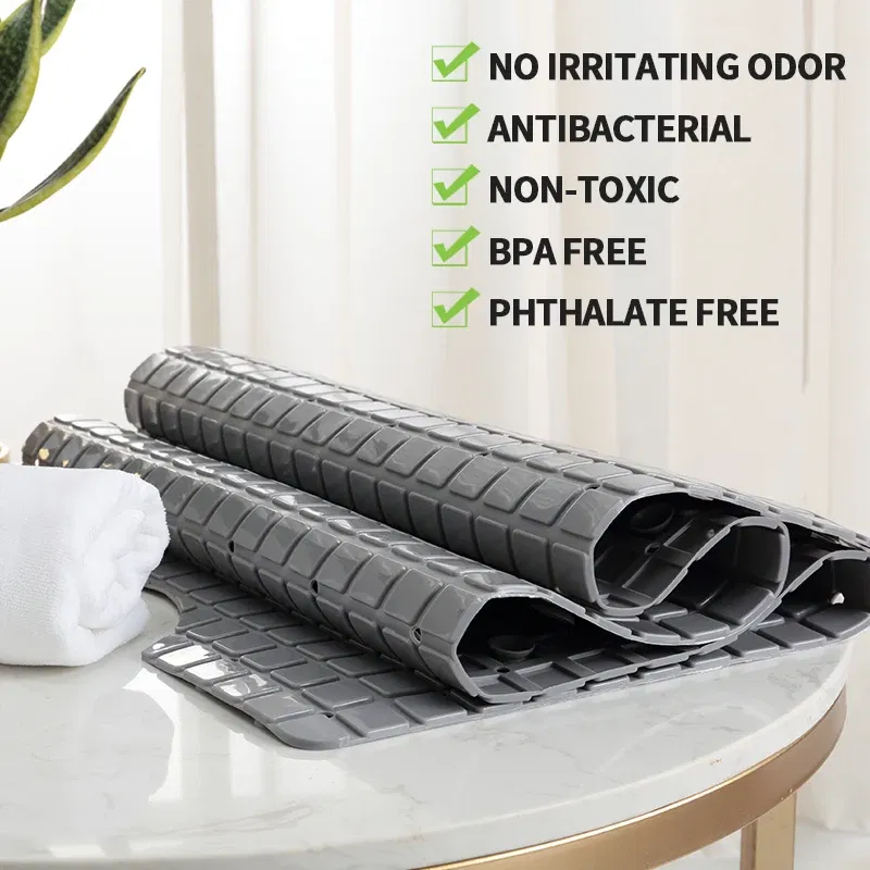 Color: Black, Ships From: CHINA, Specification: 400MMx800MM - DEXI PVC Anti-skid Bath Mats Rectangle Soft Shower Bathroom Massage Mat Suction Cup Non-slip Bathtub Carpet