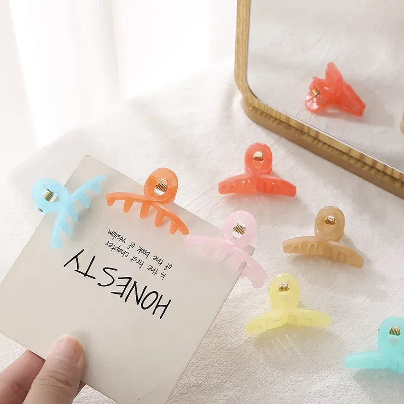 Color: Red - Cute Small Crab Hair Claw Clips Barrettes Women Girls Acrylic Plastic Mini Hairpins Hair Clamps Fashion Hair Accessories 2021