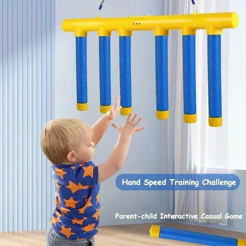 Color: Yellow - Challenge Falling Sticks Game Kids Stick Catching Toy Training Reaction Ability Educational Parent-Child Interactive Toy Sports