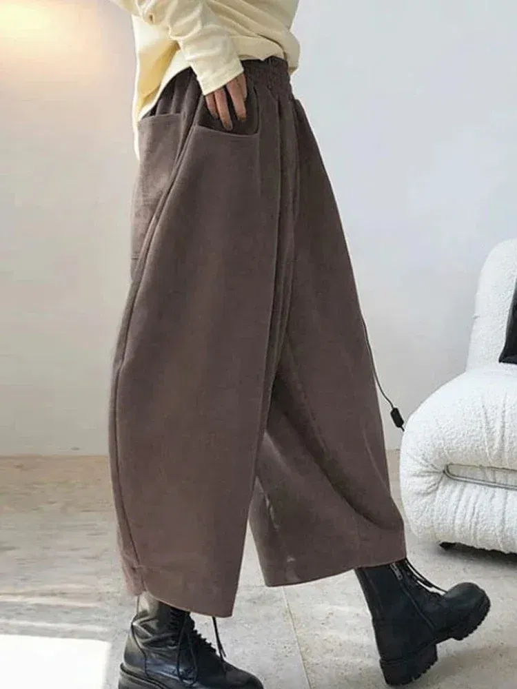 Color: SKY BLUE, Size: XXL - 2023 Autumn Casual Harem Pants Women Cotton High Waisted Trousers Retro Loose Bloomers Women's Oversize Pants Baggy Sweatpants