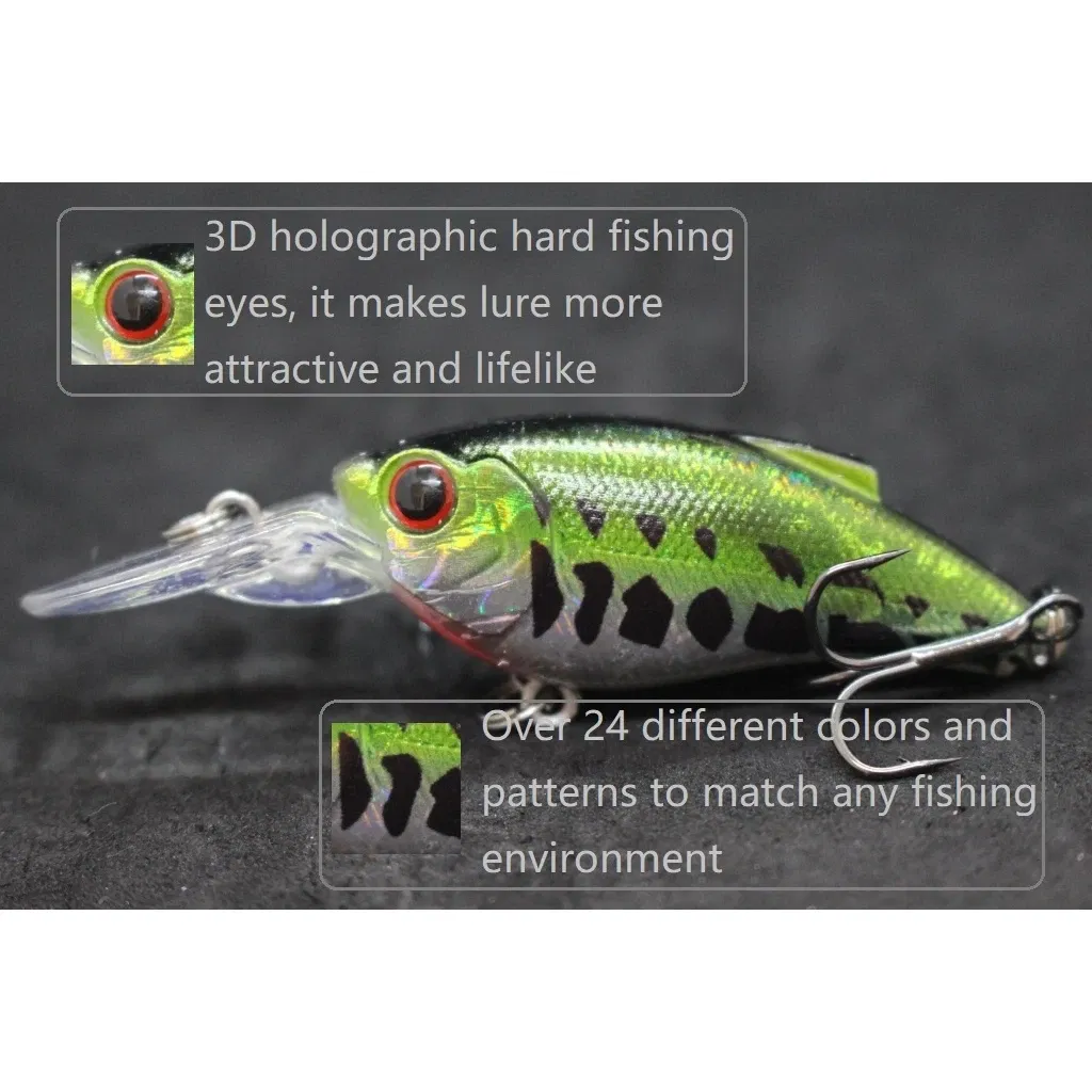 Color: Light Brown - wLure Fishing Lure Wobbler 9.4g 7cm Loud Rattling Weight Transfer to Make Longer Casting 2 #6 Treble Hooks ABS Construction C647