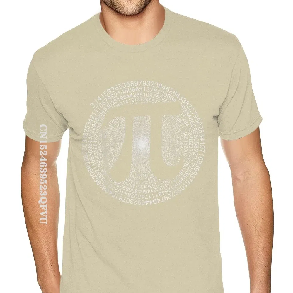 Color: Khaki, Size: L - Classic Pi T Shirt 3,14 Pi Number Symbol Math Science Gift Tee Shirts For Men Make Your Own Soft Cotton HipHop Print Tee