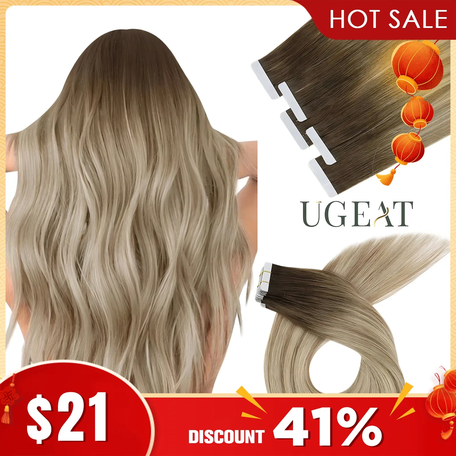 Color: Grey, Items per Package: 40 pcs, Length: 24 Inches, Life Span: 12 months - [Last 12 Months] Ugeat Tape in Hair Extensions Virgin Human Hair 10A Grade Tape in Extensions  Human Hair