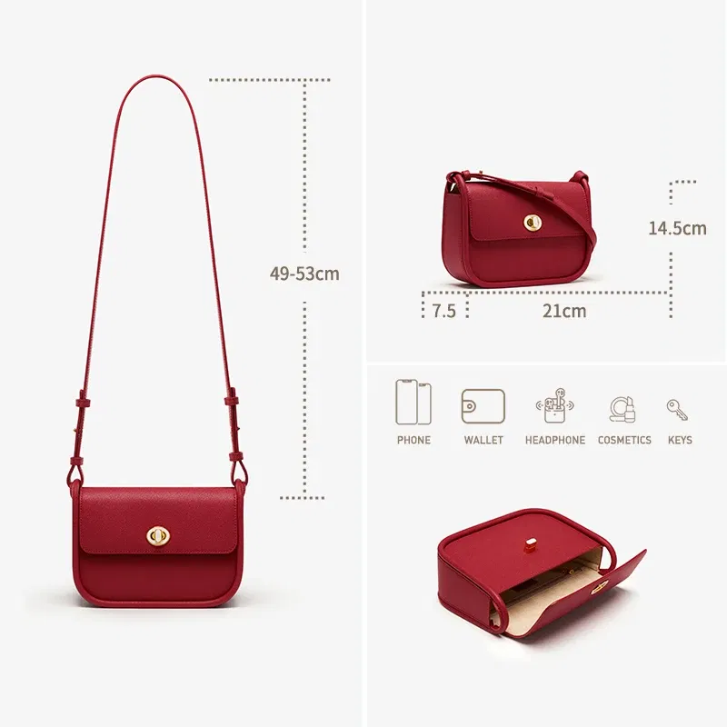 Color: Blue - BAFELLI 2024 WOMEN'S NEW TREND LEATHER SADDLE BAGS FASHION STYLE ORIGINAL DESIGNER LUXURY BRAND CASUAL CROSSBODAY PURSE SHOULDER