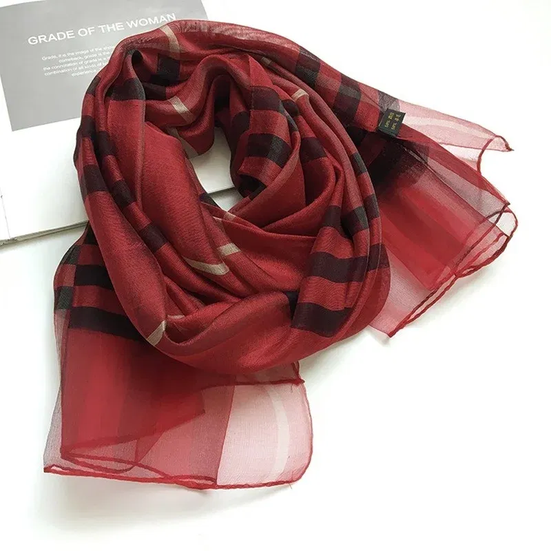 Color: Red - Silk&Wool Scarf For Women Four Seasons Scarf Big Size 84*190cm