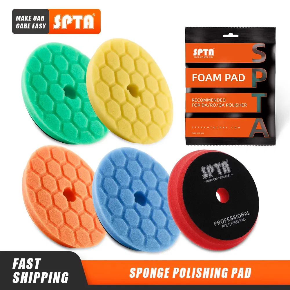 Color: PURPLE, Material: Sponge, Ships From: CN - (Bulk Sales) SPTA 3"(80mm)/5"(125mm)/6"(150mm) Hex-Logic Car Sponge Polishing Buffing Pads For DA/RO/GA Auto Buffer Polisher