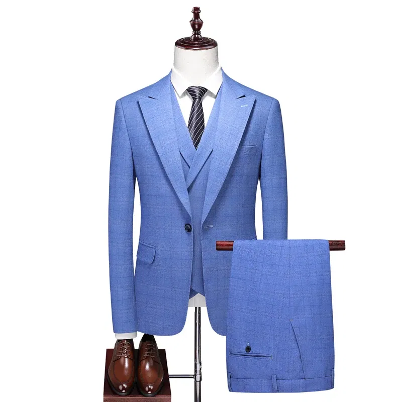 Color: Ivory, Size: M - High-End Three-Piece Men's Wedding Suit with Vest And Trousers Fashion Business Casual Groom's Dress All-In-One