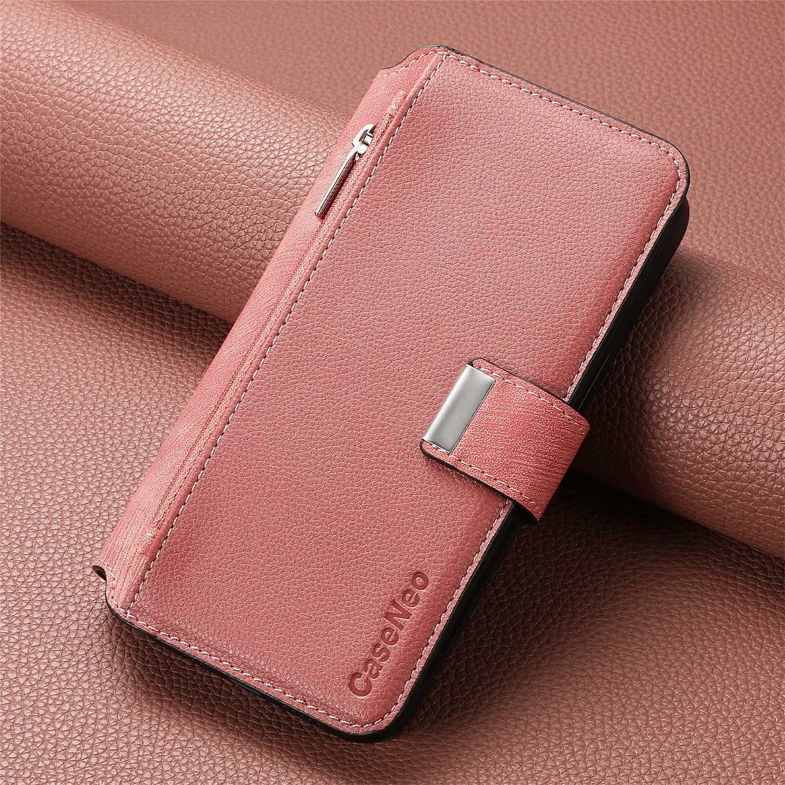 Color: SKY BLUE, Material: CANVAS - With Magsafe Wallet Case For Xiaomi Poco X6 X5 X3 M6 M5S M4 M3 F6 F5 Pro F3 C31 Zipper Leather Multi 6 Card Slot Removable Cover