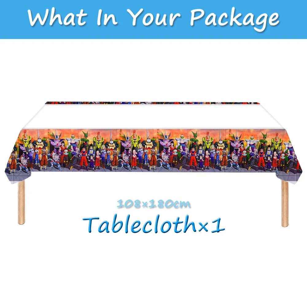 Color: Burgundy, Ships From: CHINA - Goku Dragon Ball Z Kids Birthday Party Gift Decoration Boy Tableware Party Supplies Plate Cup Tablecloth Foil Balloon CakeTopper