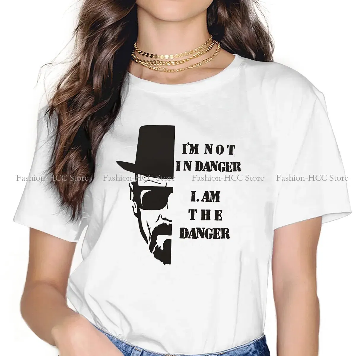 Color: WHITE, Size: XXL - I Am Not In Danger I Am The Danger Hip Hop TShirt Breaking Bad Style Tops Comfortable T Shirt Female Tee