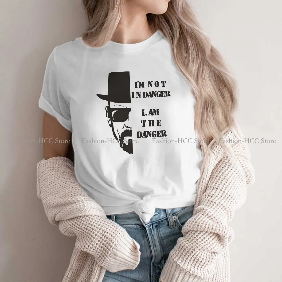 Color: WHITE, Size: XXL - I Am Not In Danger I Am The Danger Hip Hop TShirt Breaking Bad Style Tops Comfortable T Shirt Female Tee