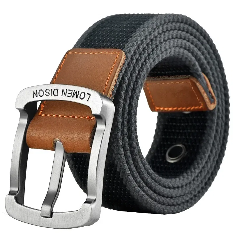 Color: army green, Belt Length: 120cm - Tactical Canvas Men's Belt Fashion Casual All-match Jeans Accessories Girdle Outdoor Sports Hunting Nylon Pin Buckle Waistband
