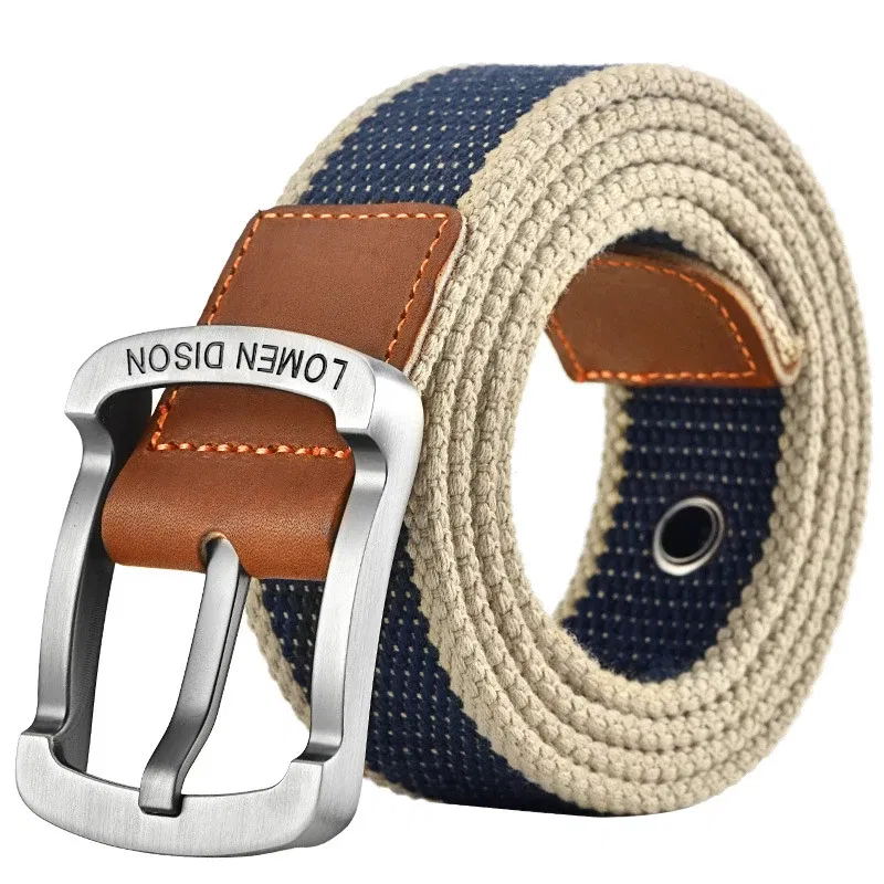 Color: army green, Belt Length: 120cm - Tactical Canvas Men's Belt Fashion Casual All-match Jeans Accessories Girdle Outdoor Sports Hunting Nylon Pin Buckle Waistband