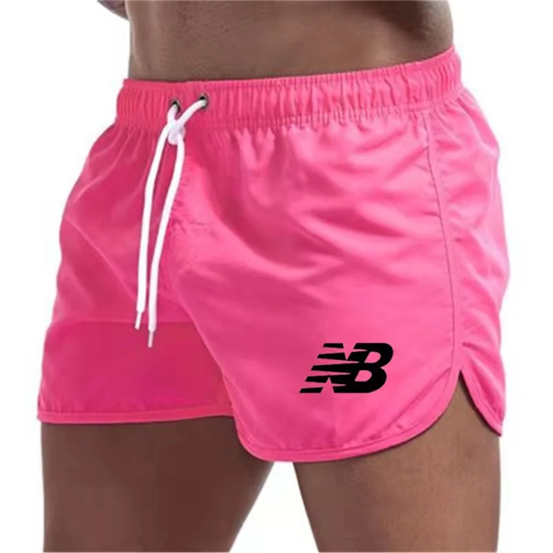 Color: Khaki, Size: L - Letter B Summer men's luxury beach pants clothing quick dry gym jogging sexy shorts vacation casual swimming trunks