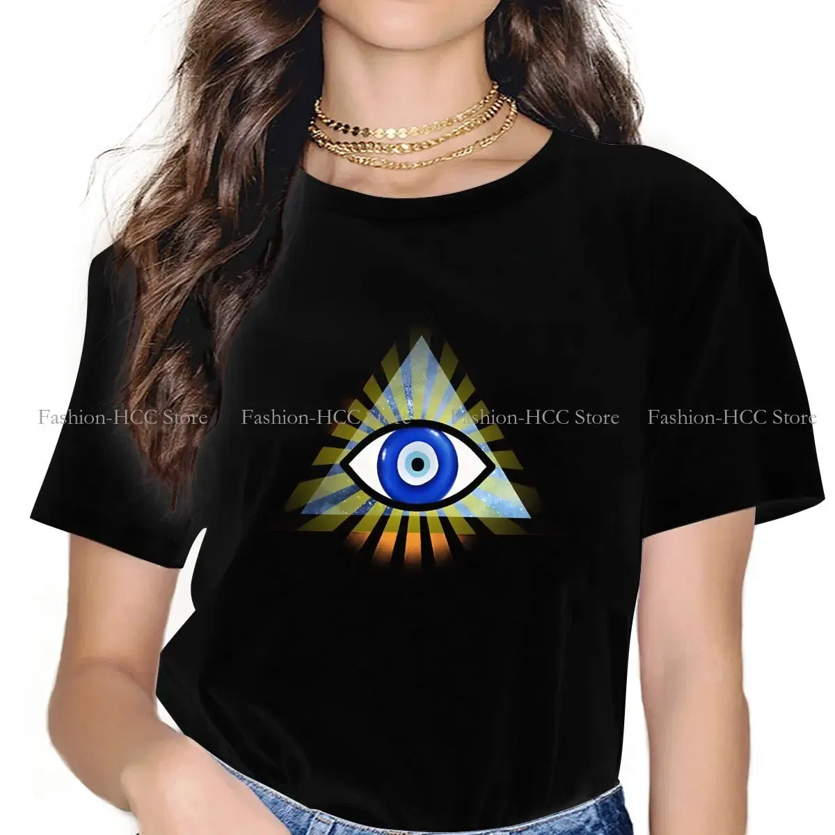 Color: WHITE, Size: S - Evil Eyes Polyester TShirts Evil Eye Protection - All Seeing Eye Personalize Homme T Shirt Hipster Tops