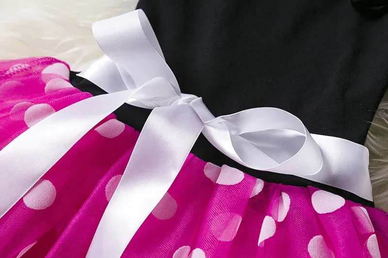 Color: WHITE, Kid Size: 6T - Mickey Minnie Mouse Baby Girls Cosplay Costume Kids Fancy Polka Dot Dress Princess Dress Children Birthday Party Clothing Gift