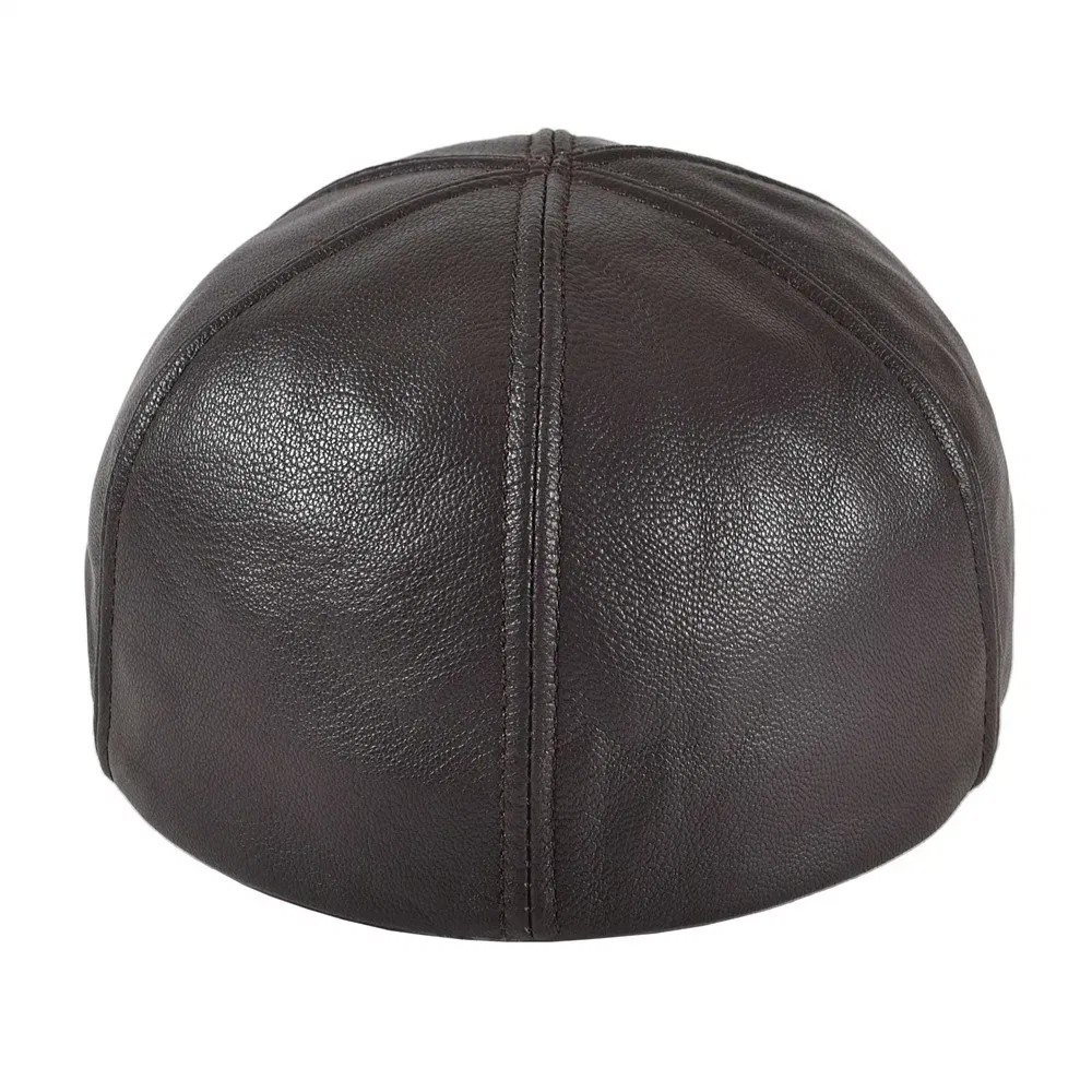 Color: WHITE, Hat Size: 7 - VOBOOM Genuine Leather Flat Cap Men Fall Winter Cabbies Newsboy Hat Coffee Brown Ivy Caps Soft Smooth Textured Hats