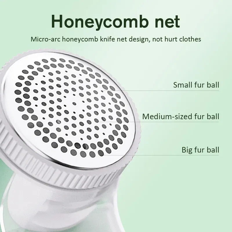 Color: WHITE - Household Clothes Shaver Fabric Lint Remover Fuzz Electric Fluff Portable Brush Blade Professional Rechargeable Fur Ball Trimmer