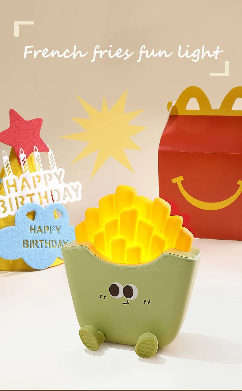 Creative Cute French Fries Night Light Charging Night Rechargeable Lamp Home Decor