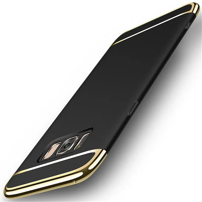 Color: black, Material: Carbon Fiber - Luxury 3 in 1 Case for Samsung Galaxy S6 S7 Edge S8 S9 S10 Plus Note 8 9 Hard Cover J3 J5 J7 Pro 2017 J4 J6 J8 2018 A20 A30 A50
