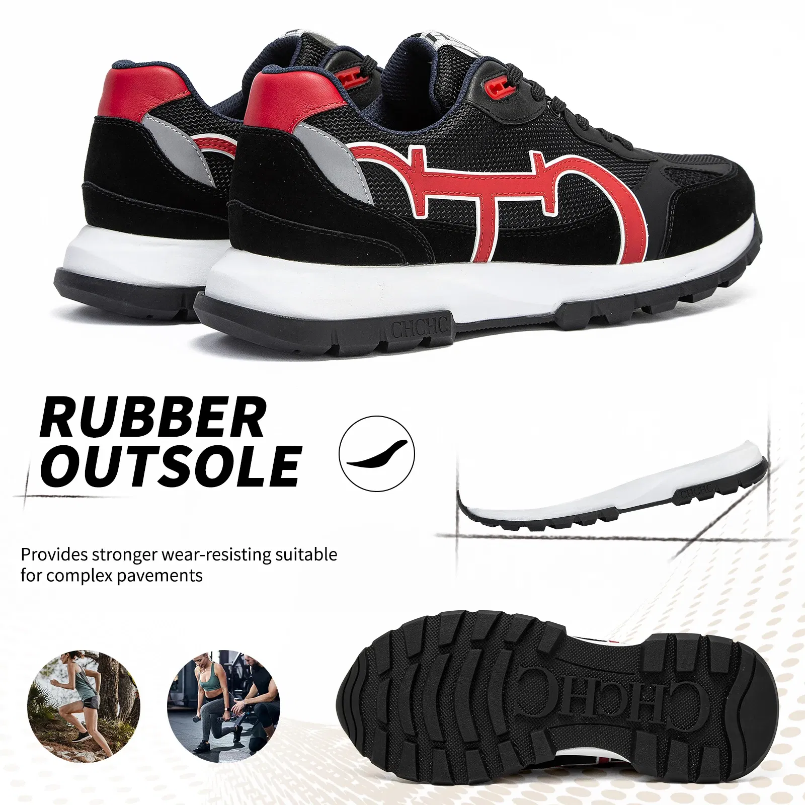 Color: GRAY, Shoe Size: 7 - CHCH Men's Tennis Shoes Black Cow Leather Material Stitching Design Men's Shoes Sports Shoes