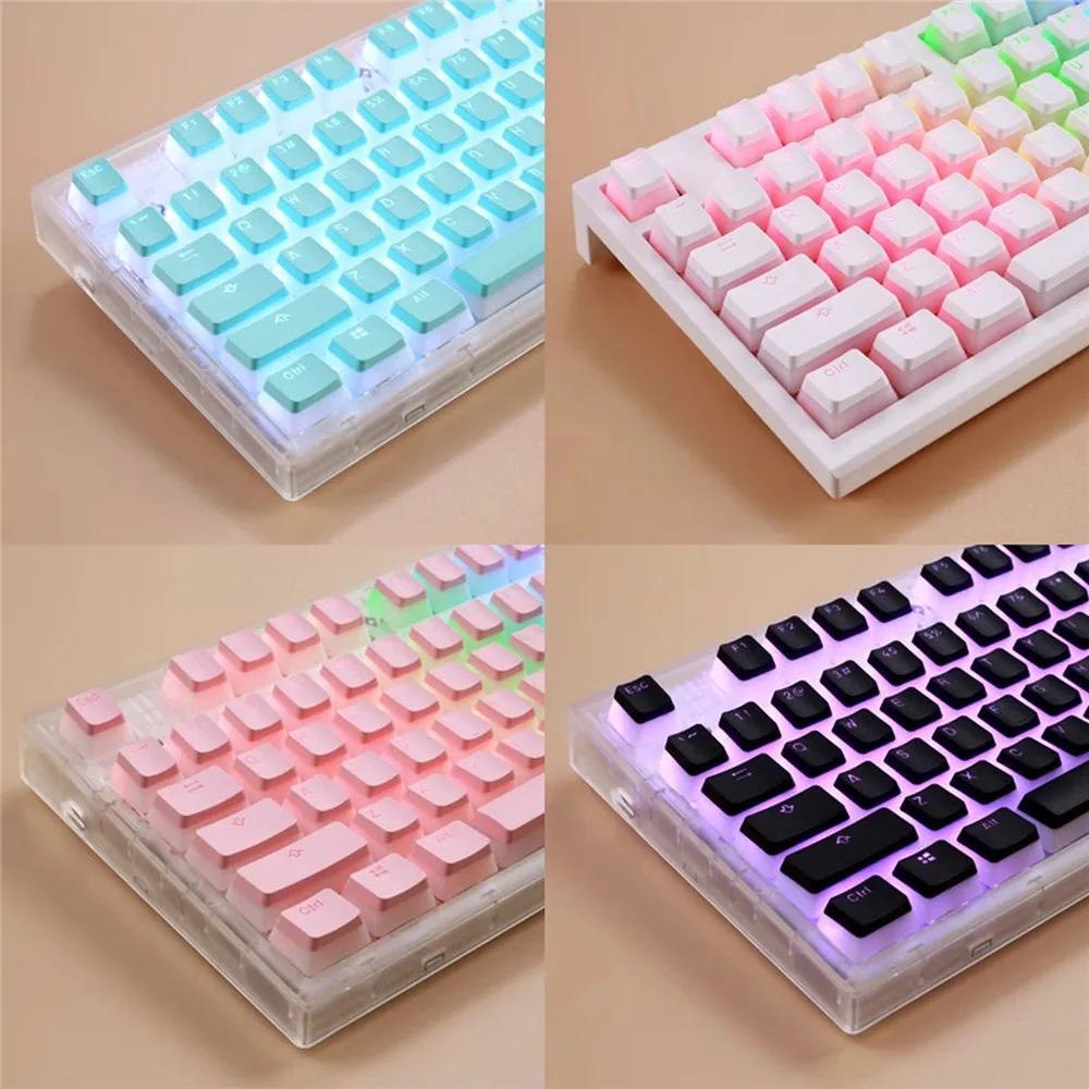Color: PURPLE - 104 Keys Pudding Theme Keycap OEM Profile ABS PBT Double Shot Keycap For Mx Switch Mechanical Keyboard RGB Backlit Key Caps