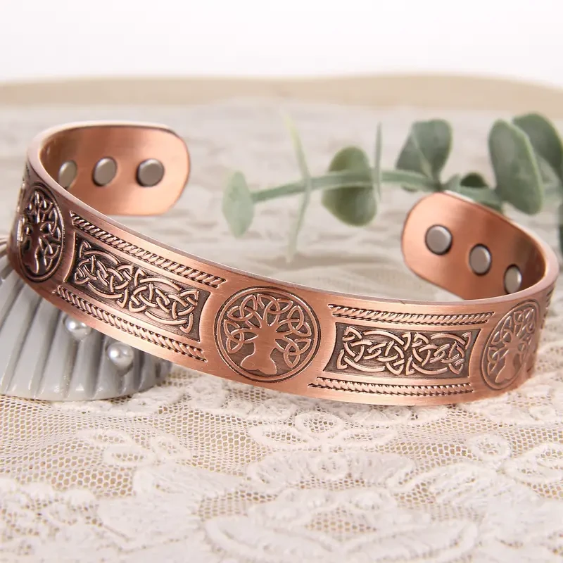 6pcs Solid Copper Magnetic Cuff Bangle