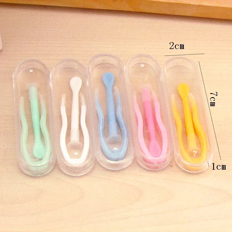 Color: army green - Remover Contact Lenses Inserter Color Tweezers Suction Stick Eyes Care Tool Kit Contact Lens Case Clip Stick Tweezers Pupils