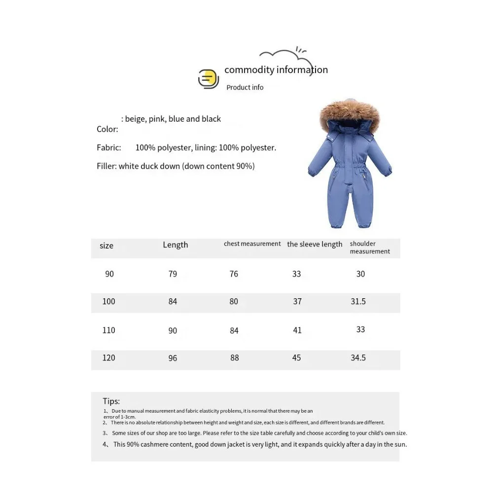 Color: Blue, Kid Size: 3M - 2024 New Cute Simple Children's One-piece Down Jacket 1-6 Years Old Outdoor Skiwear Jacket Crawling Suit Boys Girls Onesie