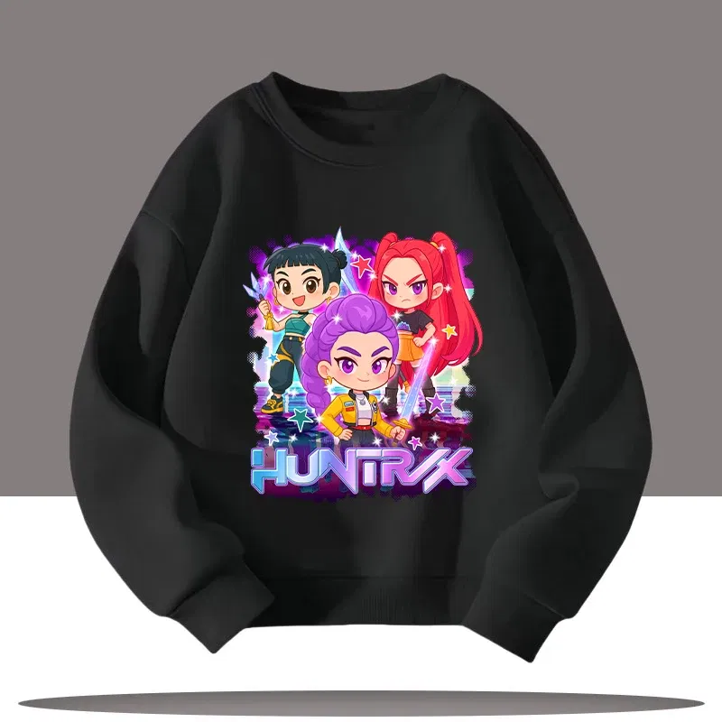 Color: WHITE, Kid Size: 10 - K-pop Demon Hunters New Children's Round-neck Sports Shirt with Cartoon Print - 3-12 Years Old Cute Girl Casual Top