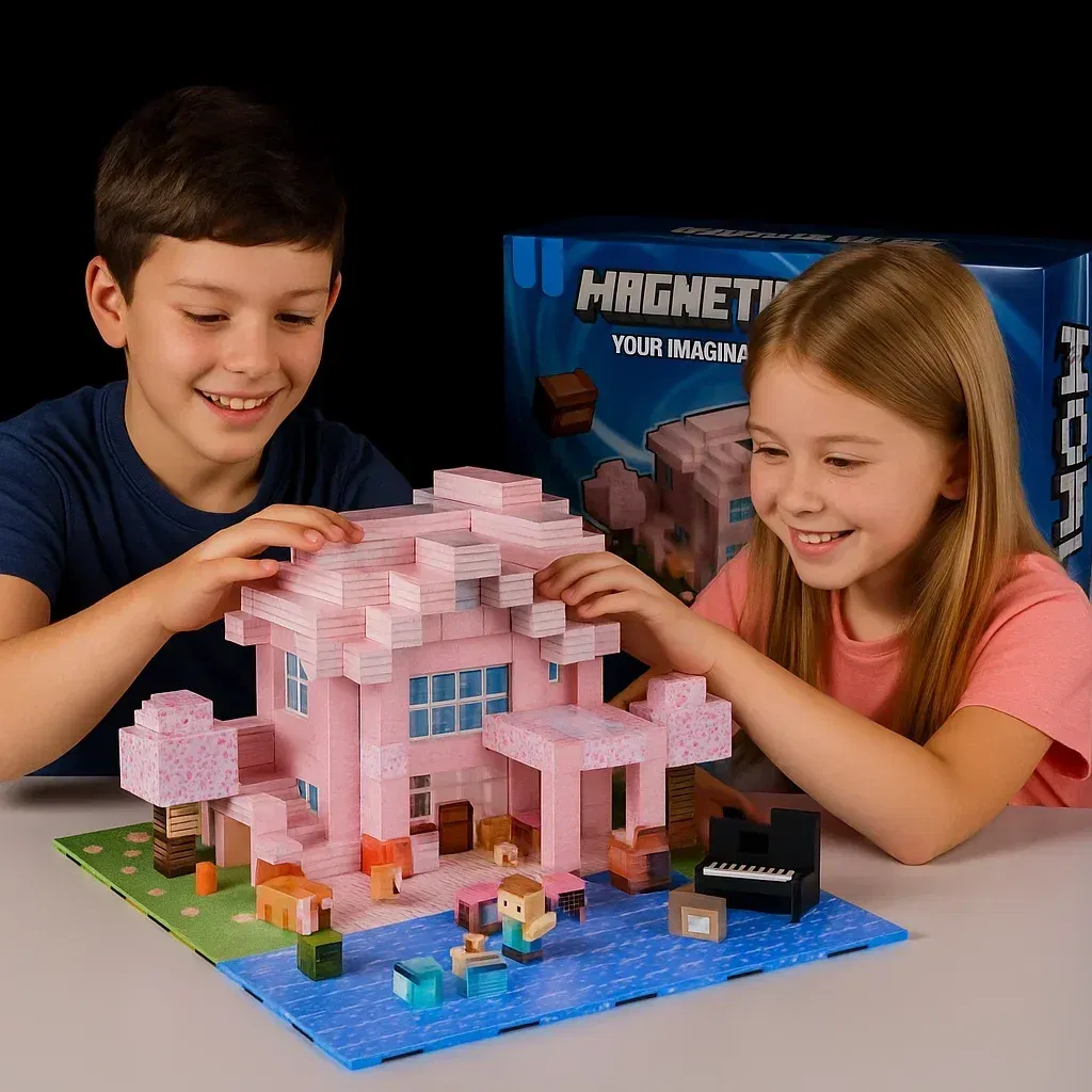 Color: Chocolate - Magnetic Building Blocks Mine World Magnet Cube Set for Boy Girl Kid Age 3+ DIY Pixel style Model Base plate STEM Toy Baseplate