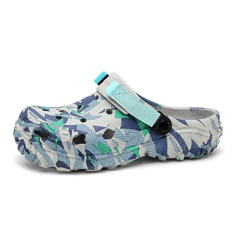 Color: Pink, Shoe Size: 44 - Men Summer Slippers Thick Sole Mens Clogs Sandals Hollow Breathable Flip Flops Sandals Shoes Fashion Beach Slippers